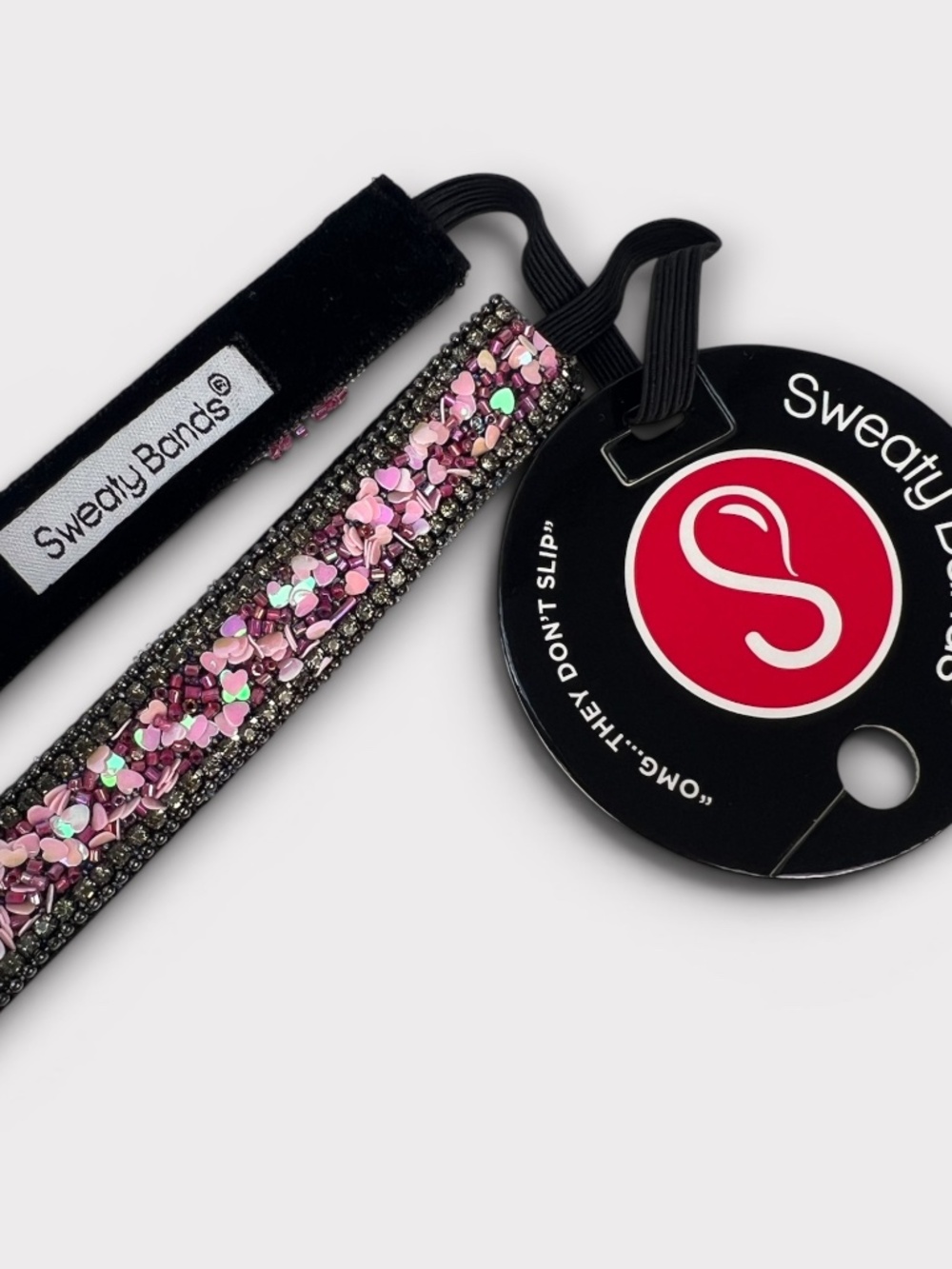 Sweaty Bands Head Band Women's Pink Sparkle Embellished Fitness Non Slip Hair